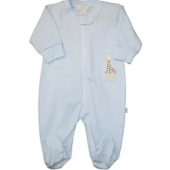 Kissy Kissy Baby One-Pieces*- Baby Boy Stripe Footie With Zipper Sophie La Girafe, Light Blue