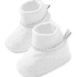 Kissy Kissy Baby Shoes*- Baby Dots Print Booties, White/Silver