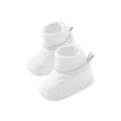 Kissy Kissy Baby Shoes*- Baby Dots Print Booties, White/Silver