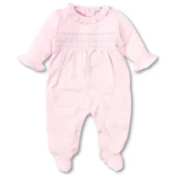 Kissy Kissy Baby Onesies & Bodysuits*- Baby Girl Footie With Hand Smocked, Charmed Pink