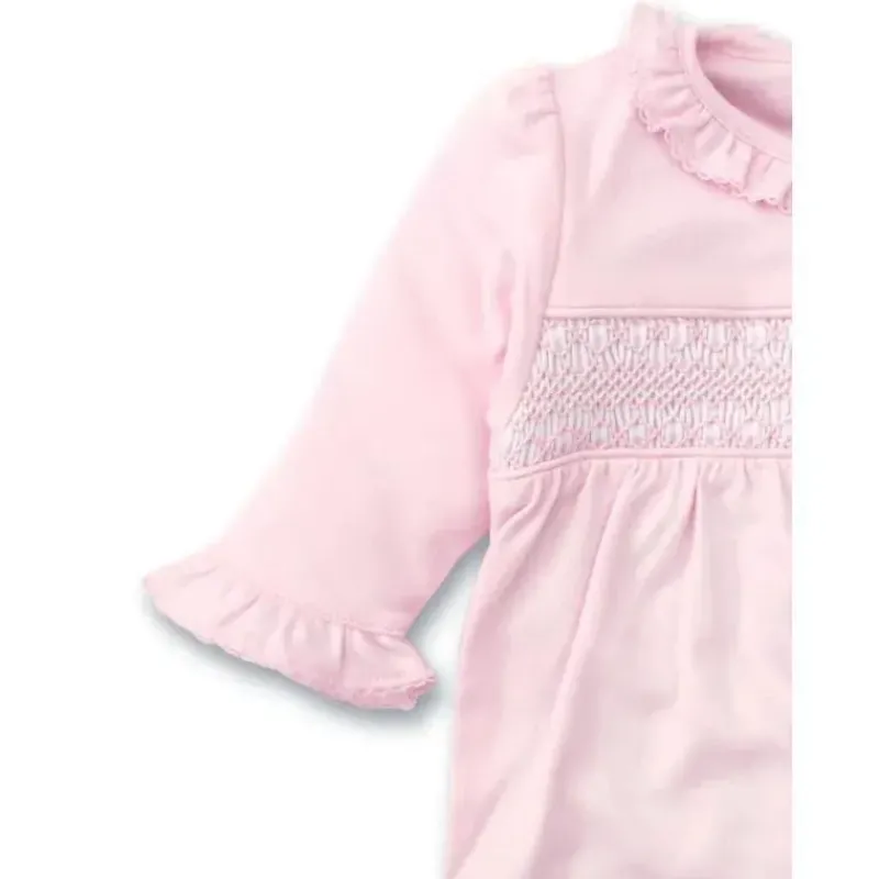 Kissy Kissy Baby Onesies & Bodysuits*- Baby Girl Footie With Hand Smocked, Charmed Pink