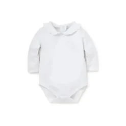 Kissy Kissy Baby Onesies & Bodysuits*- Baby Girl Long Sleeve Bodysuit With Ruffle Collar, White