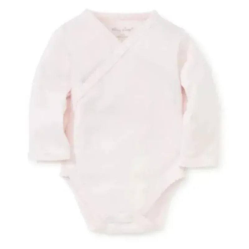 Kissy Kissy Baby Onesies & Bodysuits*- Baby Girl Pointelle Long Sleeve Cross Bodysuit, Pink