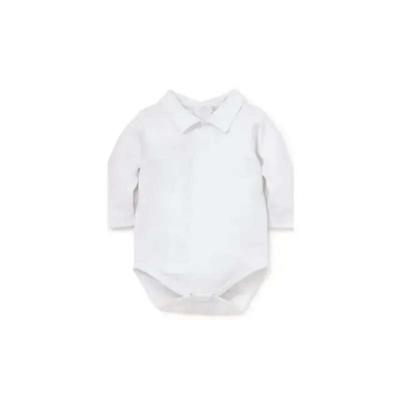Kissy Kissy Baby Onesies & Bodysuits*- Baby Long Sleeve Bodysuit With Collar, White