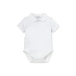Kissy Kissy Baby Onesies & Bodysuits*- Baby Short Sleeve Bodysuit With Knit Collar, White