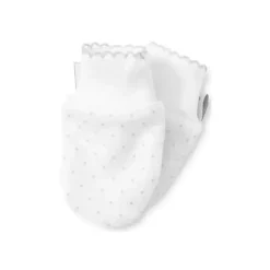 Kissy Kissy Baby Gloves & Socks*- Dots Print Mittens, White/Silver