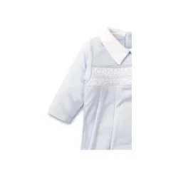 Kissy Kissy Baby One-Pieces*Footie W/ Hand Smocked CLB Charmed With Collar Light Blue