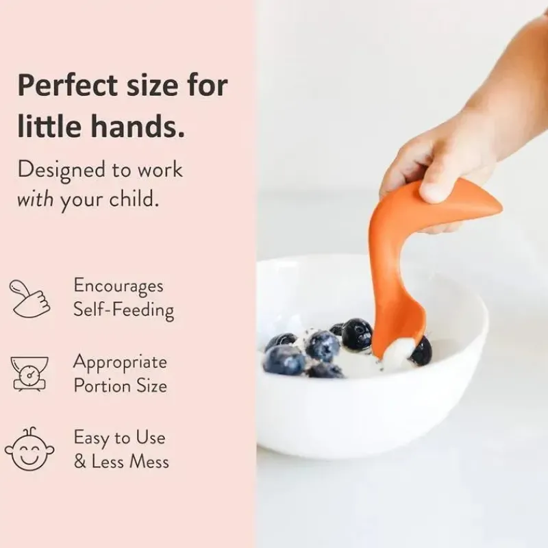 Kizingo Utensils & Accessories|Dishes, Utensils & Food Containers*- 2Pk Right-Handed Curved Baby Spoons for Baby-Led Weaning, Peaches