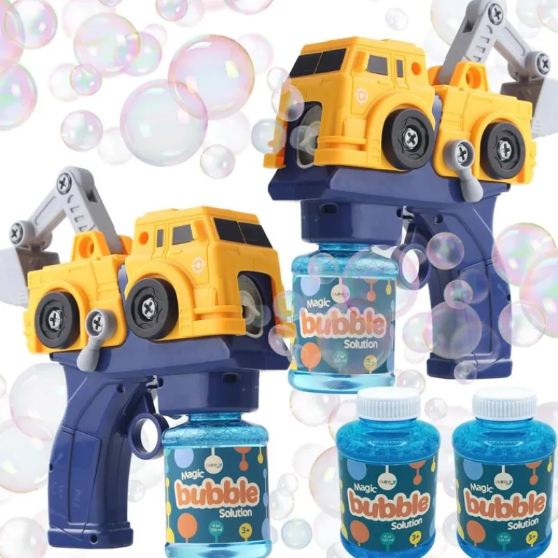 MacroBaby Water Toys*Klevly - Construction Bubble Gun (Includes 2 Guns And 4 Bubble Solutions)