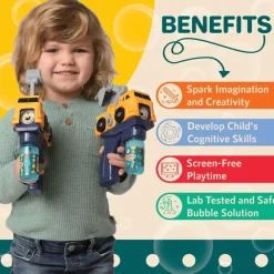MacroBaby Water Toys*Klevly - Construction Bubble Gun (Includes 2 Guns And 4 Bubble Solutions)