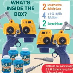 MacroBaby Water Toys*Klevly - Construction Bubble Gun (Includes 2 Guns And 4 Bubble Solutions)