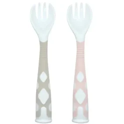 Kushies Baby Utensils & Accessories|Dishes, Utensils & Food Containers*Kushies - Silibend Fork 2 Pack Sand and Pink