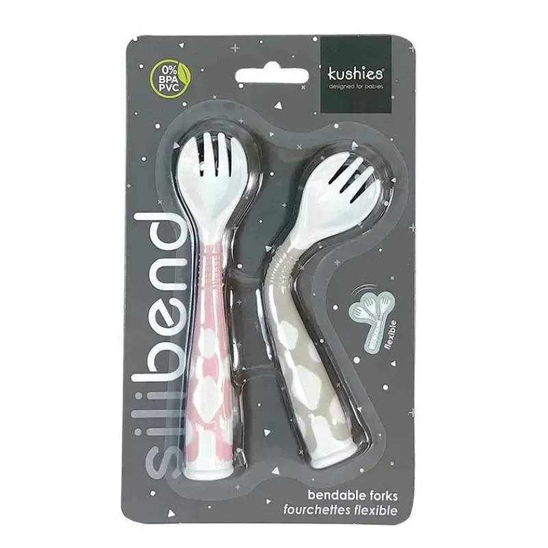Kushies Baby Utensils & Accessories|Dishes, Utensils & Food Containers*Kushies - Silibend Fork 2 Pack Sand and Pink