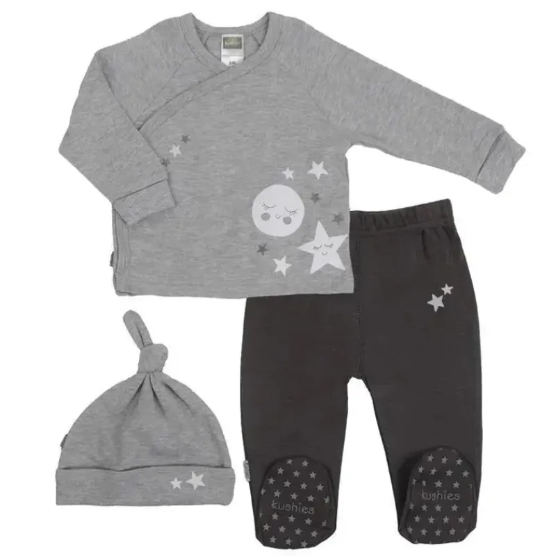 Kushies Baby Preemie Clothing|Baby Sets*Kushies - Take Me Home Wrap, Pant And Hat Set Grey