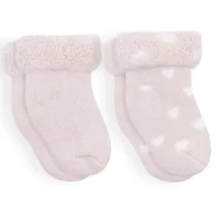 Kushies Baby Baby Gloves & Socks*- 2Pk Girl Blush Solid & Hearts Socks Terry, 3/6M