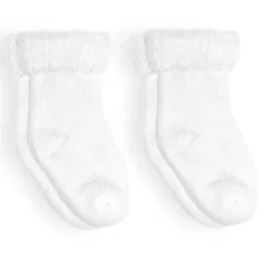 Kushies Baby Baby Gloves & Socks*- 2Pk Socks Terry, 3/6M, White Solid