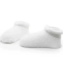Kushies Baby Baby Gloves & Socks*- 2Pk Socks Terry, 3/6M, White Solid