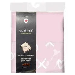 Kushies Baby Blankets & Quilts*Receiving Blanket 2-Pack, Flannel Pink