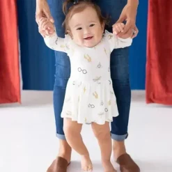 Kyte Baby Baby One-Pieces*- Long Sleeve Twirl Bodysuit Dress In Icon