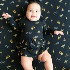 Kyte Baby Baby Onesies & Bodysuits*- Long Sleeve Twirl Bodysuit Dress Midnight Icon Harry Potter