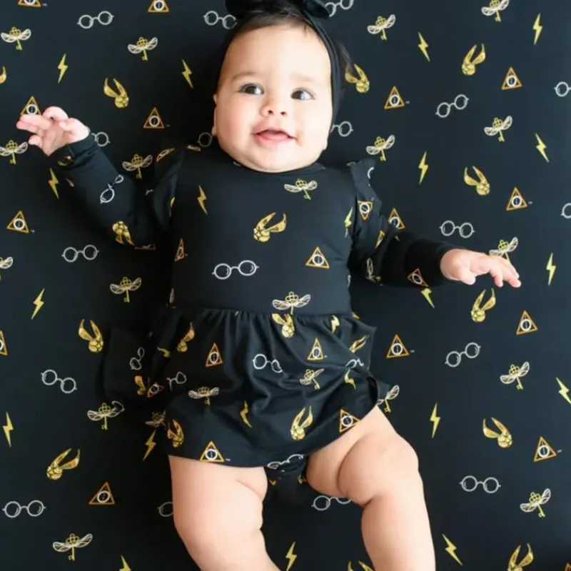 Kyte Baby Baby Onesies & Bodysuits*- Long Sleeve Twirl Bodysuit Dress Midnight Icon Harry Potter
