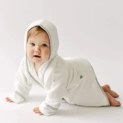 Kyte Baby Baby Robes*- Toddler Bath Robe In Cloud With Storm Trim