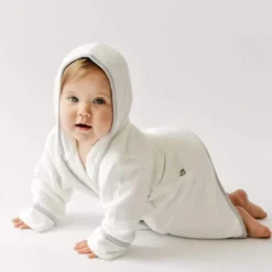 Kyte Baby Baby Robes*- Toddler Bath Robe In Cloud With Storm Trim