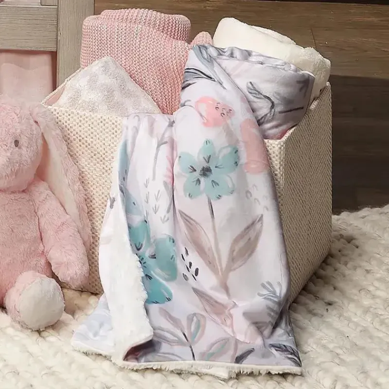 Lambs u0026 Ivy Crib & Bed Sheets*Lambs & Ivy - Baby Blooms Watercolor Floral/Butterfly Soft Fleece Baby Blanket