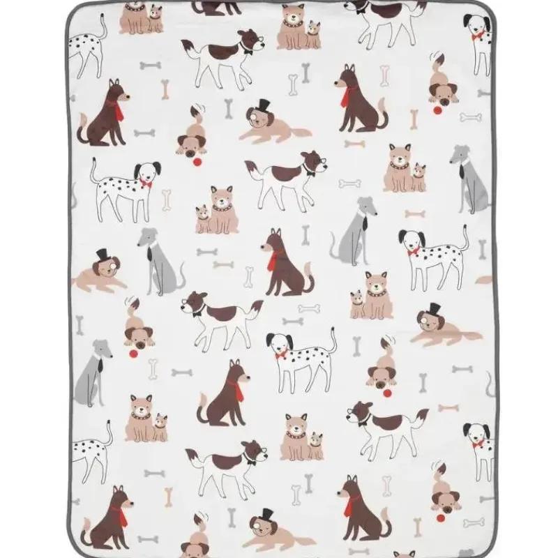 Lambs u0026 Ivy Blankets & Quilts*Lambs & Ivy - Bow Wow Dog/Puppy White Minky/Sherpa Fleece Soft Baby Blanket