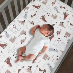 Lambs u0026 Ivy Crib & Bed Sheets*Lambs & Ivy - Bow Wow Dog/Puppy Breathable 100% Cotton Baby Fitted Crib Sheet