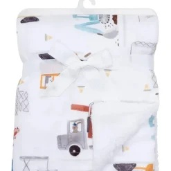 Lambs u0026 Ivy Blankets & Quilts*Lambs & Ivy - Construction Zone White Cozy Fleece Trucks Baby Blanket