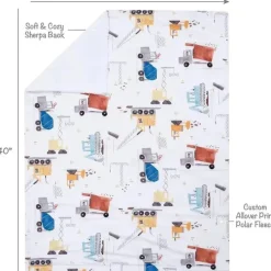 Lambs u0026 Ivy Blankets & Quilts*Lambs & Ivy - Construction Zone White Cozy Fleece Trucks Baby Blanket