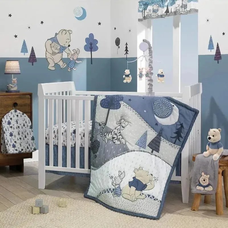 Lambs u0026 Ivy Crib & Bed Sheets*Lambs & Ivy - Disney Baby Forever Pooh White/Blue Bear Fitted Crib Sheet