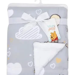 Lambs u0026 Ivy Blankets & Quilts*Lambs & Ivy - Disney Hunny Bear Winnie The Pooh Gray Soft Sherpa Baby Blanket