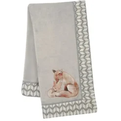 Lambs u0026 Ivy Blankets & Quilts*Lambs & Ivy - Painted Forest Fox Coral Fleece Baby Blanket, Gray
