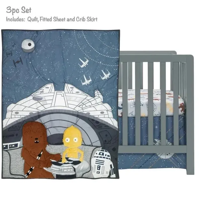 Lambs u0026 Ivy Star Wars*Lambs & Ivy - 3Pk Baby Bedding Set Stars Wars Millennium Falcon