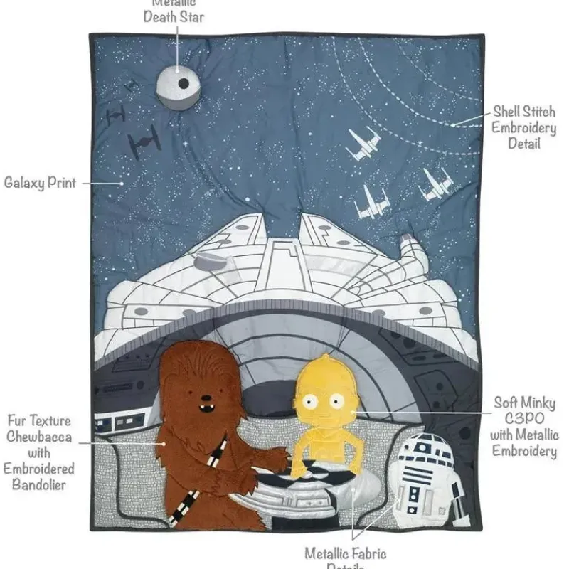 Lambs u0026 Ivy Star Wars*Lambs & Ivy - 3Pk Baby Bedding Set Stars Wars Millennium Falcon