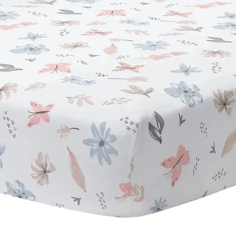 Lambs u0026 Ivy Crib & Bed Sheets*Lambs & Ivy - 3Pk Baby Blooms Pink Floral/Butterfly Baby Crib Bedding Set