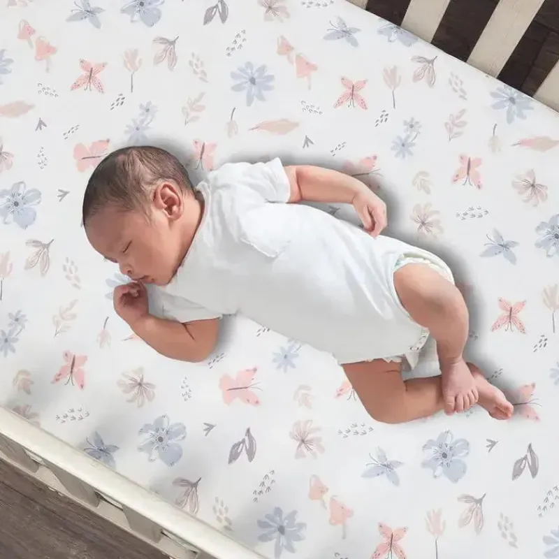 Lambs u0026 Ivy Crib & Bed Sheets*Lambs & Ivy - 3Pk Baby Blooms Pink Floral/Butterfly Baby Crib Bedding Set