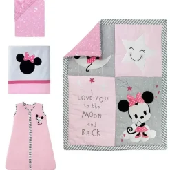 Lambs u0026 Ivy Mickey & Minnie|Bedding Sets*Lambs & Ivy - 4Pk Disney Baby Minnie Mouse Nursery Crib Bedding Set, Pink