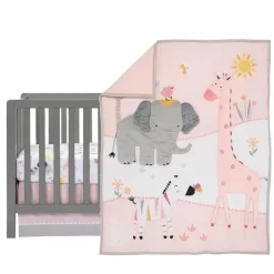 Lambs u0026 Ivy Bedding Sets*Lambs & Ivy - 3Pk Jazzy Jungle Safari Animals Pink Baby Crib Bedding Set