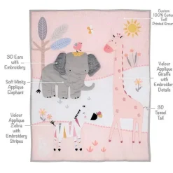 Lambs u0026 Ivy Bedding Sets*Lambs & Ivy - 3Pk Jazzy Jungle Safari Animals Pink Baby Crib Bedding Set