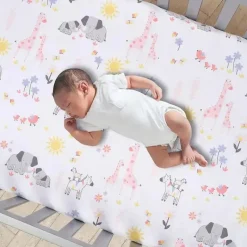 Lambs u0026 Ivy Bedding Sets*Lambs & Ivy - 3Pk Jazzy Jungle Safari Animals Pink Baby Crib Bedding Set