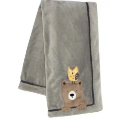 Lambs u0026 Ivy Blankets & Quilts*Lambs & Ivy - Sierra Sky Grey Bear/Owl Soft Fleece Baby Blanket