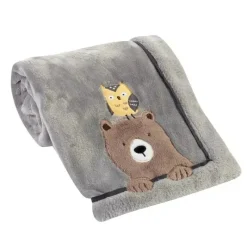 Lambs u0026 Ivy Blankets & Quilts*Lambs & Ivy - Sierra Sky Grey Bear/Owl Soft Fleece Baby Blanket