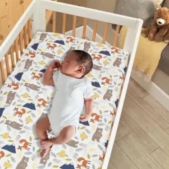 Lambs u0026 Ivy Crib & Bed Sheets*Lambs & Ivy - Sierra Sky Woodland Bear/Fox 100% Cotton Baby Fitted Crib Sheet