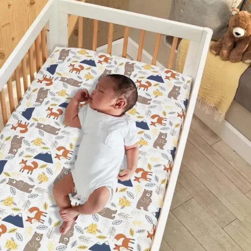 Lambs u0026 Ivy Crib & Bed Sheets*Lambs & Ivy - Sierra Sky Woodland Bear/Fox 100% Cotton Baby Fitted Crib Sheet