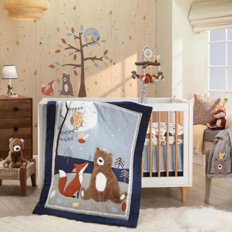 Lambs u0026 Ivy Crib & Bed Sheets*Lambs & Ivy - Sierra Sky Woodland Bear/Fox 100% Cotton Baby Fitted Crib Sheet