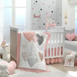 Lambs u0026 Ivy Pillows & Head Support*Lambs & Ivy - Signature Heart to Heart Soft Pink Decorative Pillow