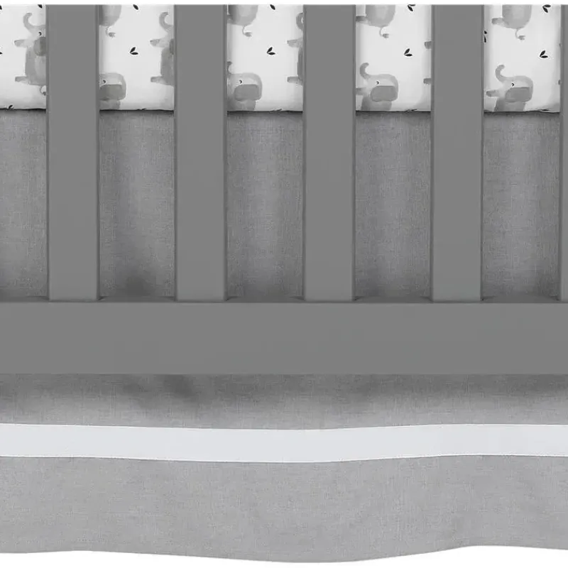 Lambs u0026 Ivy Crib & Bed Sheets*Lambs & Ivy - Signature Gray Linen with White Trim 4-Sided Crib Skirt